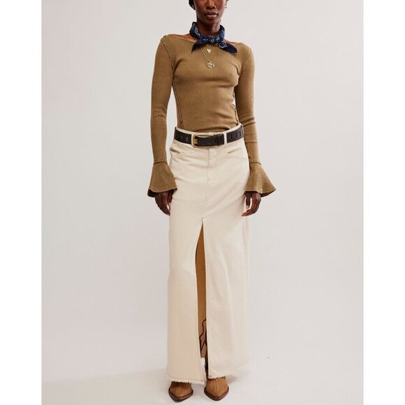 🆕 FREE PEOPLE Soul Sister Layering Top / Military Olive - Picture 5 of 6